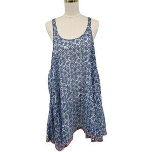 NATURAL LIFE Sleeveless 100% Cotton Floral Sequin Handkerchief Hem Boho Dress